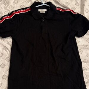 Givenchy Black Polo with Red Shoulder Stripes